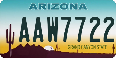 AZ license plate AAW7722