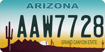 AZ license plate AAW7728