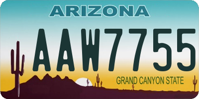 AZ license plate AAW7755