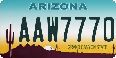 AZ license plate AAW7770