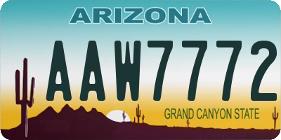 AZ license plate AAW7772