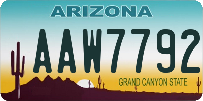 AZ license plate AAW7792