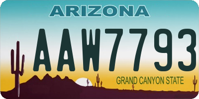 AZ license plate AAW7793