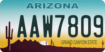 AZ license plate AAW7809