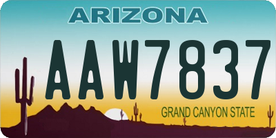 AZ license plate AAW7837