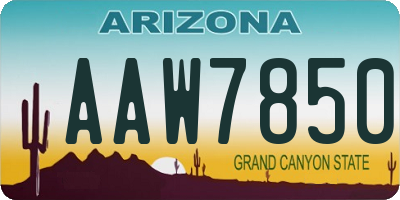 AZ license plate AAW7850