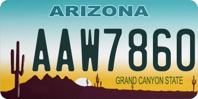 AZ license plate AAW7860