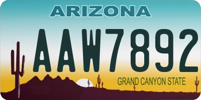 AZ license plate AAW7892