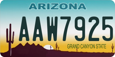 AZ license plate AAW7925