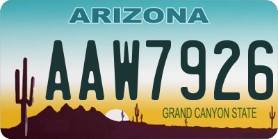AZ license plate AAW7926