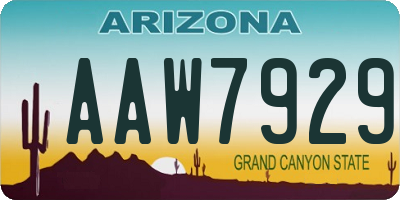 AZ license plate AAW7929