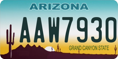 AZ license plate AAW7930