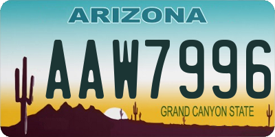 AZ license plate AAW7996