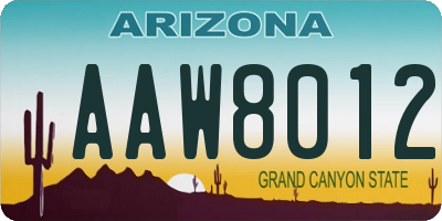 AZ license plate AAW8012