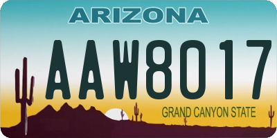 AZ license plate AAW8017