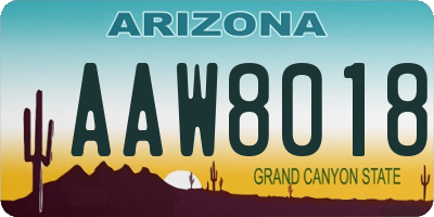 AZ license plate AAW8018