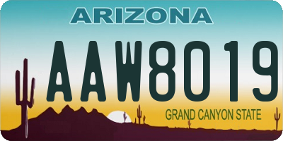 AZ license plate AAW8019