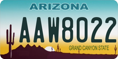 AZ license plate AAW8022