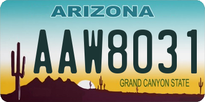 AZ license plate AAW8031