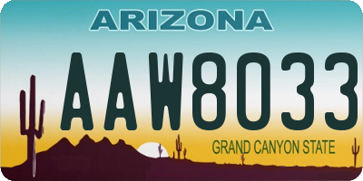 AZ license plate AAW8033
