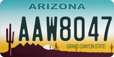 AZ license plate AAW8047