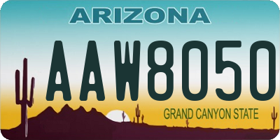 AZ license plate AAW8050