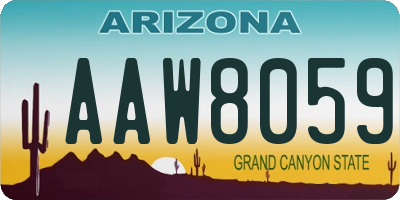 AZ license plate AAW8059