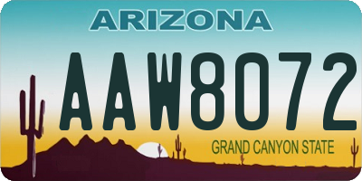 AZ license plate AAW8072