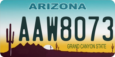 AZ license plate AAW8073