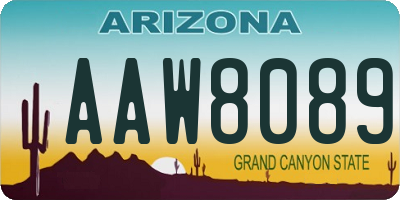 AZ license plate AAW8089