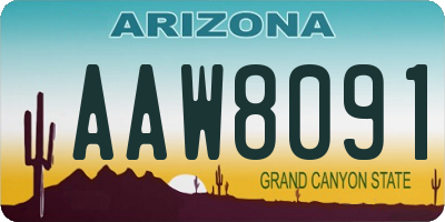 AZ license plate AAW8091