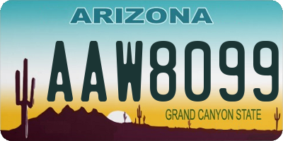 AZ license plate AAW8099