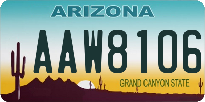 AZ license plate AAW8106