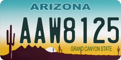AZ license plate AAW8125