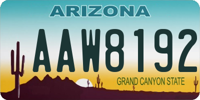 AZ license plate AAW8192