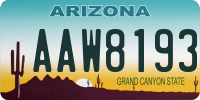 AZ license plate AAW8193