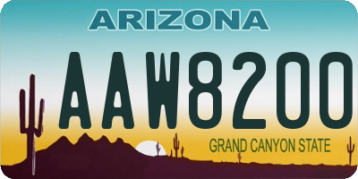 AZ license plate AAW8200