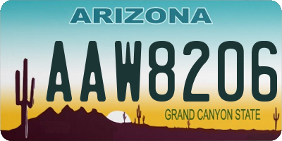 AZ license plate AAW8206