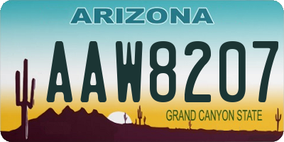 AZ license plate AAW8207