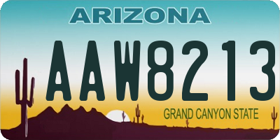 AZ license plate AAW8213