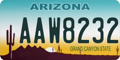 AZ license plate AAW8232