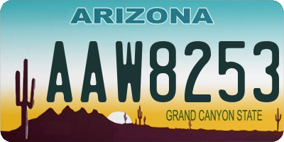AZ license plate AAW8253