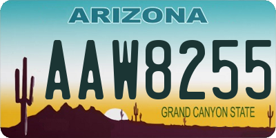 AZ license plate AAW8255