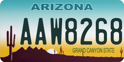 AZ license plate AAW8268