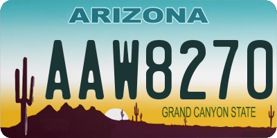 AZ license plate AAW8270