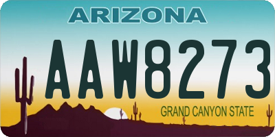 AZ license plate AAW8273