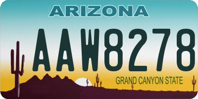 AZ license plate AAW8278