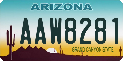 AZ license plate AAW8281