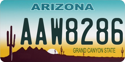 AZ license plate AAW8286