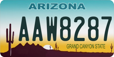 AZ license plate AAW8287